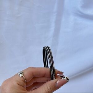 Retired Brighton “Starry Night “Black Rhinestone metal bangel Bracelet